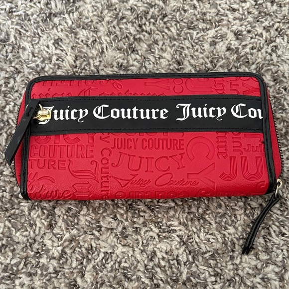 Juicy Couture Handbags - Juicy Couture Embossed Red and Black Clutch